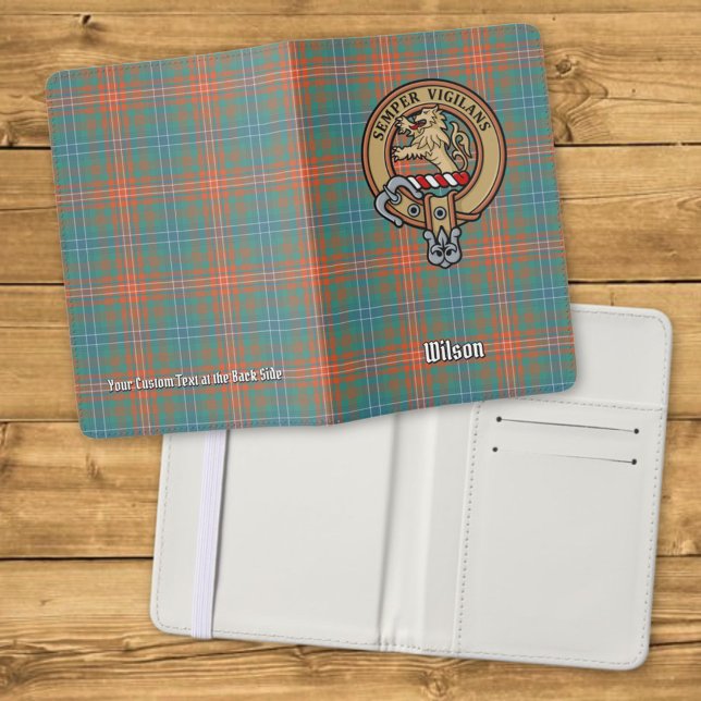 Clan Wilson Crest over Ancient Tartan Passport Holder (Creator Uploaded)