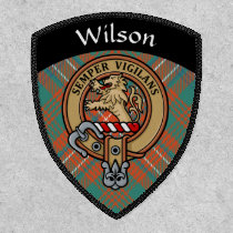 Clan Wilson Crest over Ancient Tartan Patch