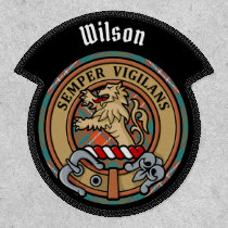 Clan Wilson Crest over Ancient Tartan Patch
