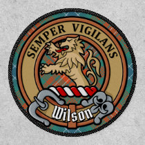 Clan Wilson Crest over Ancient Tartan Patch
