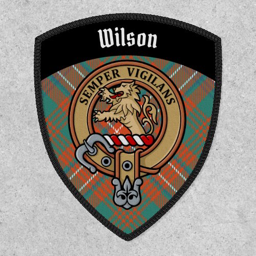 Clan Wilson Crest over Ancient Tartan Patch