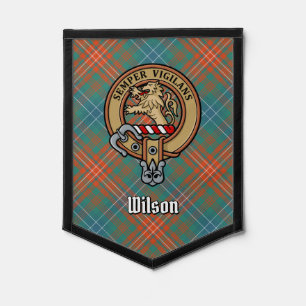 Clan Wilson Crest over Ancient Tartan Pennant