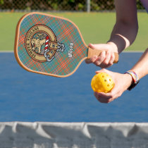 Clan Wilson Crest over Ancient Tartan Pickleball Paddle