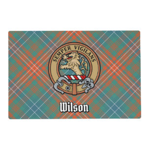 Clan Wilson Crest over Ancient Tartan Placemat