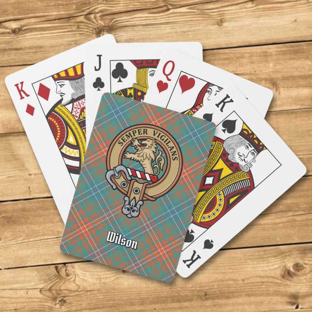 Clan Wilson Crest over Ancient Tartan Poker Cards (Creator Uploaded)