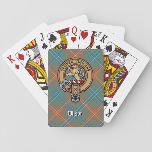 Clan Wilson Crest over Ancient Tartan Poker Cards