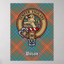 Clan Wilson Crest over Ancient Tartan Poster