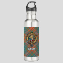 Clan Wilson Crest over Ancient Tartan Stainless Steel Water Bottle