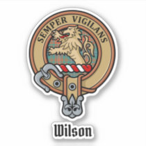 Clan Wilson Crest over Ancient Tartan Sticker