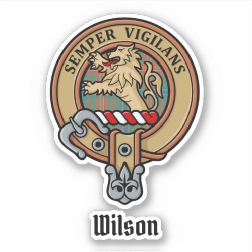 Clan Wilson Crest over Ancient Tartan Sticker