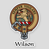 Clan Wilson Crest over Ancient Tartan Sticker