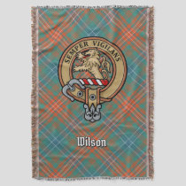 Clan Wilson Crest over Ancient Tartan Throw Blanket