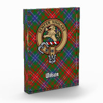 Clan Wilson Crest over Modern Tartan Acrylic Award