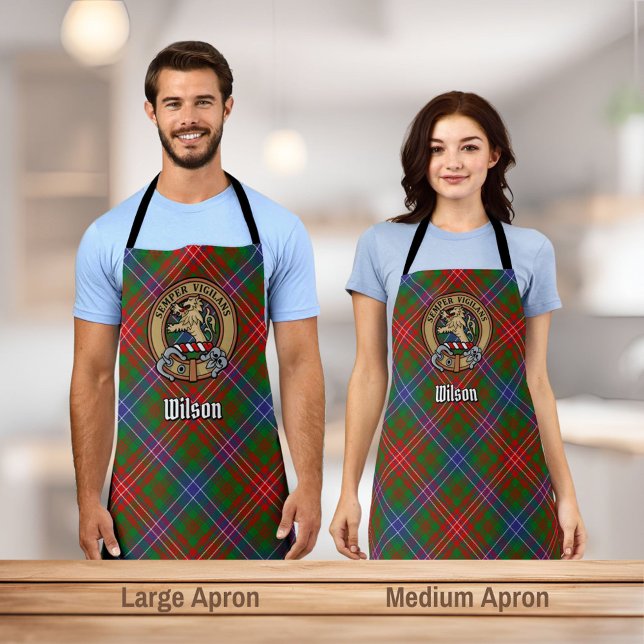 Clan Wilson Crest over Modern Tartan Apron (Creator Uploaded)