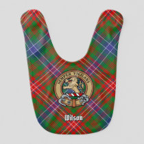 Clan Wilson Crest over Modern Tartan Baby Bib