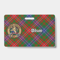Clan Wilson Crest over Modern Tartan Badge