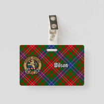 Clan Wilson Crest over Modern Tartan Badge