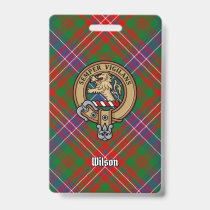 Clan Wilson Crest over Modern Tartan Badge