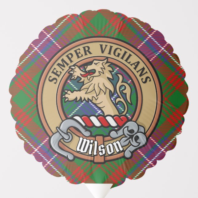 Clan Wilson Crest over Modern Tartan Balloon (Front)