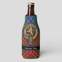 Clan Wilson Crest over Modern Tartan Bottle Cooler