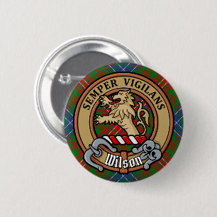 Clan Wilson Crest over Modern Tartan Button