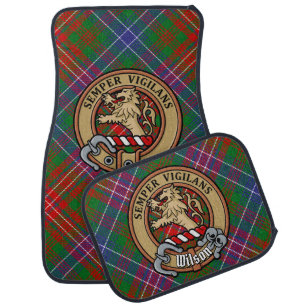 Clan Wilson Crest over Modern Tartan Car Floor Mat