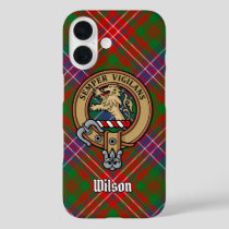 Clan Wilson Crest over Modern Tartan iPhone 16 Case
