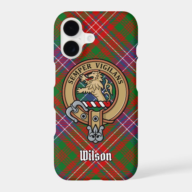 Clan Wilson Crest over Modern Tartan Case-Mate iPhone Case (Back)