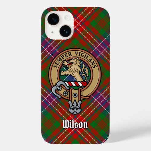 Clan Wilson Crest over Modern Tartan Case_Mate iPhone 14 Case