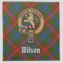 Clan Wilson Crest over Modern Tartan Cloth Napkin
