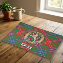 Clan Wilson Crest over Modern Tartan Cloth Placemat