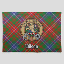 Clan Wilson Crest over Modern Tartan Cloth Placemat
