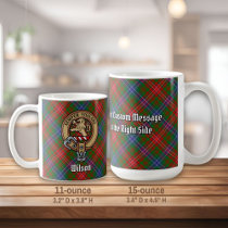 Clan Wilson Crest over Modern Tartan Coffee Mug