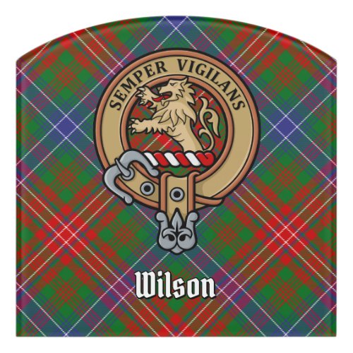 Clan Wilson Crest over Modern Tartan Door Sign