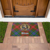 Clan Wilson Crest over Modern Tartan Doormat