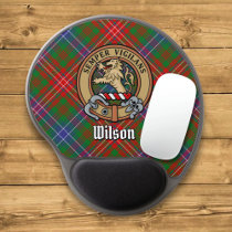 Clan Wilson Crest over Modern Tartan Gel Mouse Pad