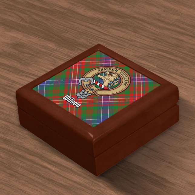 Clan Wilson Crest over Modern Tartan Gift Box (Creator Uploaded)