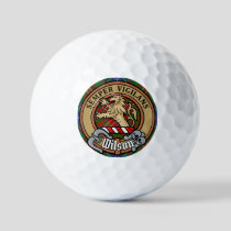 Clan Wilson Crest over Modern Tartan Golf Balls