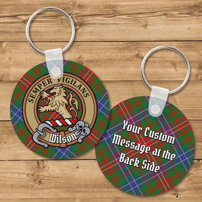 Clan Wilson Crest over Modern Tartan Keychain (Creator Uploaded)