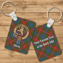 Clan Wilson Crest over Modern Tartan Keychain
