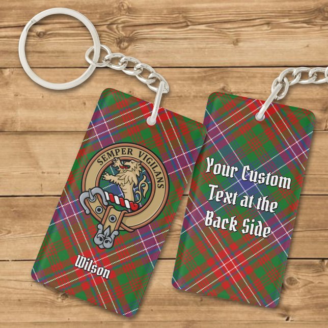 Clan Wilson Crest over Modern Tartan Keychain (Creator Uploaded)