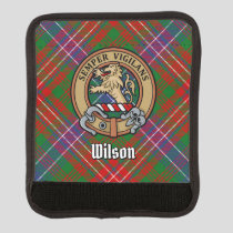 Clan Wilson Crest over Modern Tartan Luggage Handle Wrap