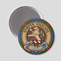 Clan Wilson Crest over Modern Tartan Magnet