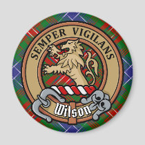 Clan Wilson Crest over Modern Tartan Magnet