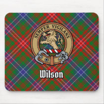 Clan Wilson Crest over Modern Tartan Mouse Pad