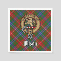 Clan Wilson Crest over Modern Tartan Napkins