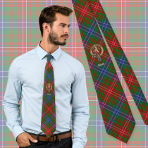 Clan Wilson Crest over Modern Tartan Neck Tie