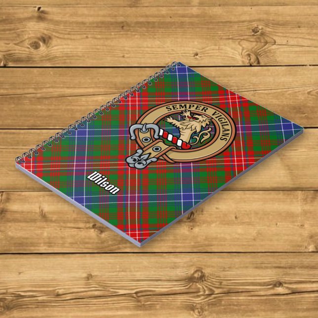 Clan Wilson Crest over Modern Tartan Notebook (Creator Uploaded)