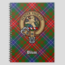Clan Wilson Crest over Modern Tartan Notebook