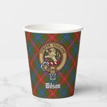 Clan Wilson Crest over Modern Tartan Paper Cups